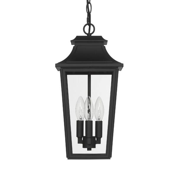 Hunter Fan Company - Hunter Spring Cove 3 Light Matte Black Rectangle Hardwired Outdoor Lighting for Foyer / Entry Way