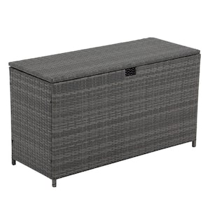 OC Orange Casual 125 Gal. Grey Wicker Outdoor Storage Deck Box