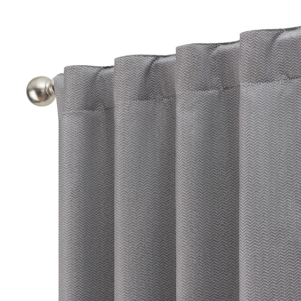 Charcoal Polyester Blackout Thermal Back Tab Curtains, 38" x 84"