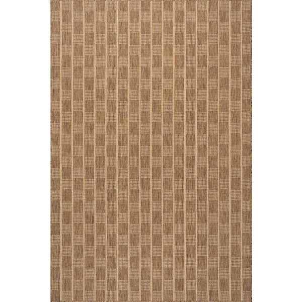 Ariselle Striped Light Brown 8 ft. x 10 ft. Outdoor Area Rug