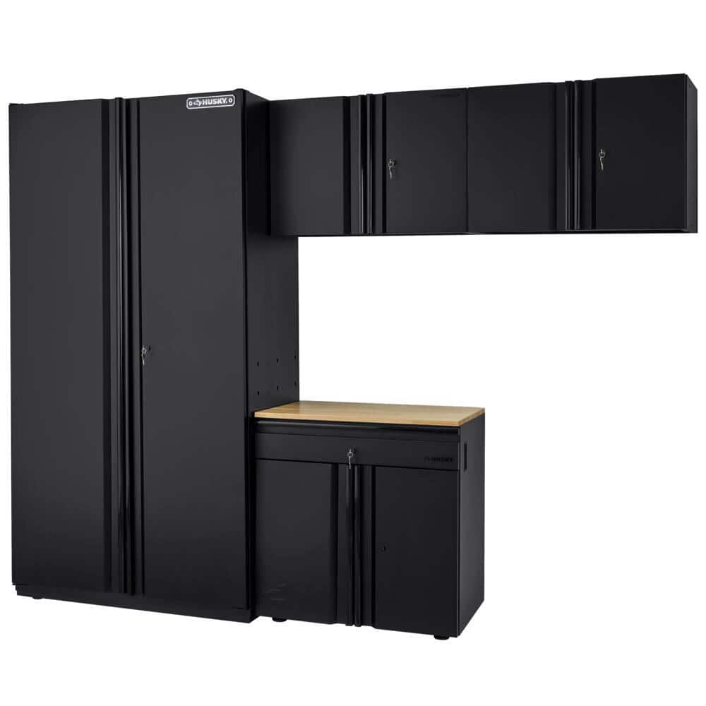 Husky 4-Piece Extra Wide Heavy Duty Welded Steel Garage Storage System, Black