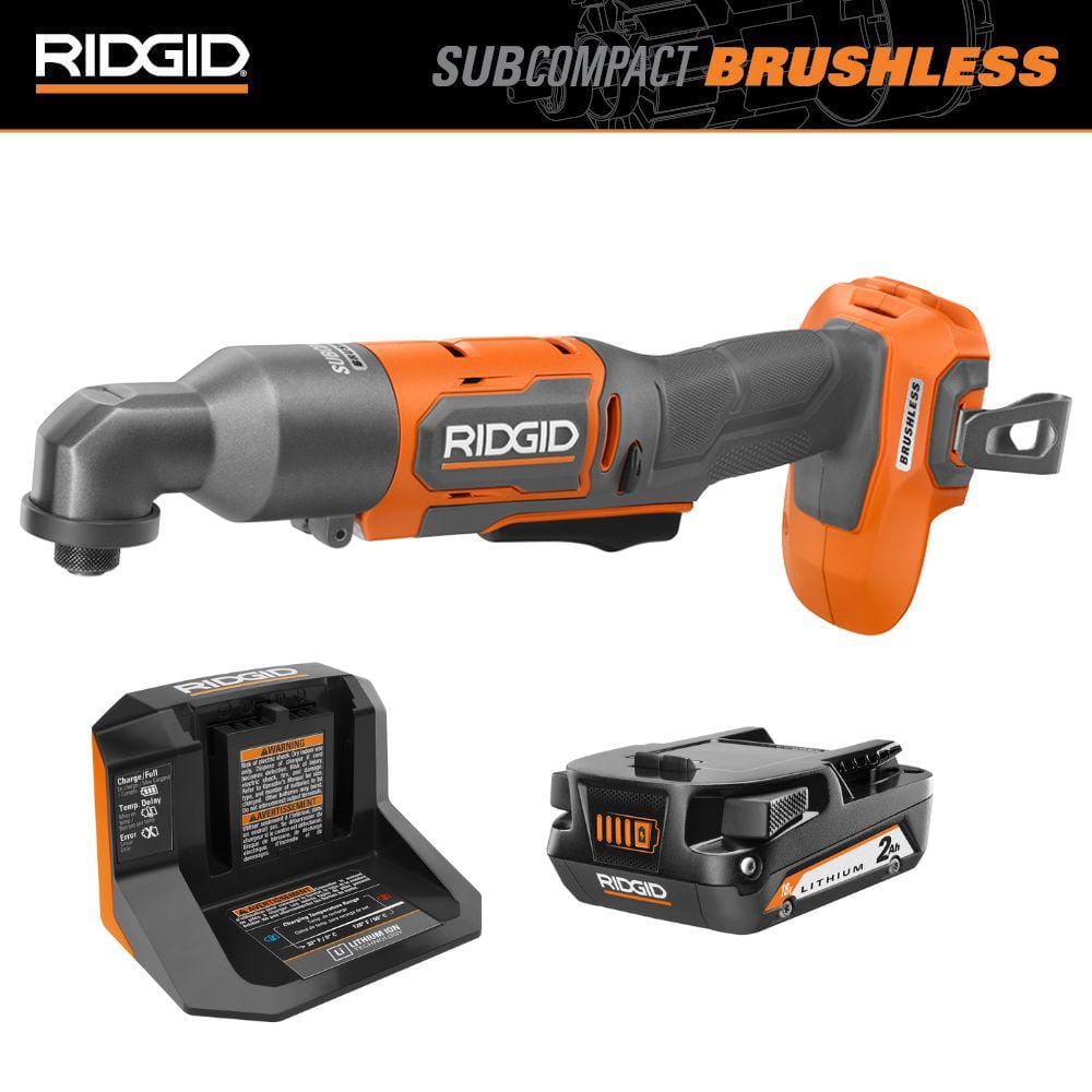 18V Brushless SubCompact Right Angle Impact Driver with 2.0 Ah Battery and Charger -  RIDGID, R87730AC9302