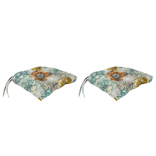 Jordan Manufacturing 17 in. L x 18 in. W x 3 in. T Tufted Outdoor Wicker Seat Cushion in Bridget Carmel (2-Pack)