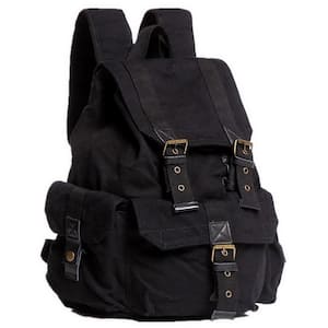 15 in. H Black Sport Canvas Backpack Rucksack