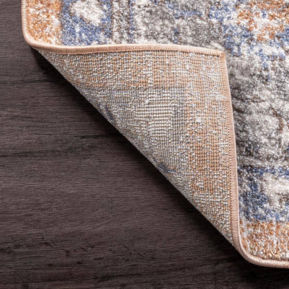 Vintage Floral Orange and Blue Washable Area Rug
