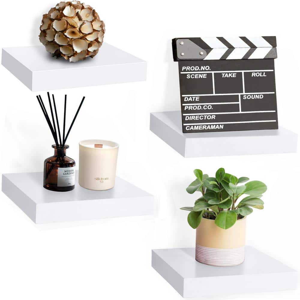 Floating Shelves, 9.25 in. x 9.25 in. White Decorative Wall Shelves