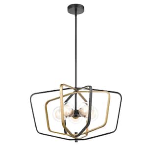 Bode 5-Lights Black/Gold Chandelier with Clear Glass Shades