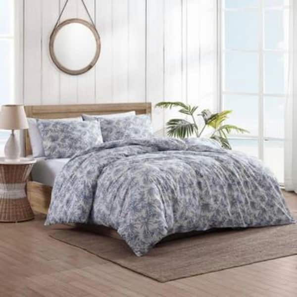 Tommy Bahama Pen And Ink 3-Piece Blue Cotton King Duvet Cover Set