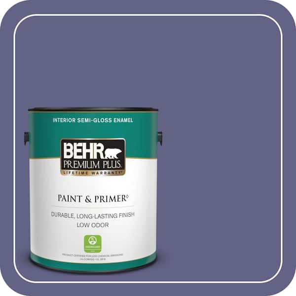 BEHR PREMIUM PLUS 1 gal. #640D-7 Pharaoh Purple Semi-Gloss Enamel Low Odor Interior Paint & Primer