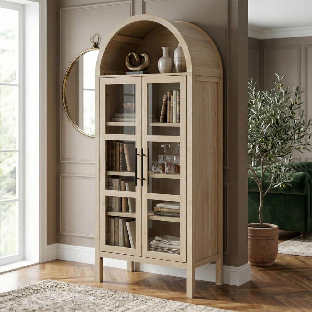 Garanie Natural 72 in. Arched Accent Cabinet with Adjustable Shelves price history on PriceWatchPro