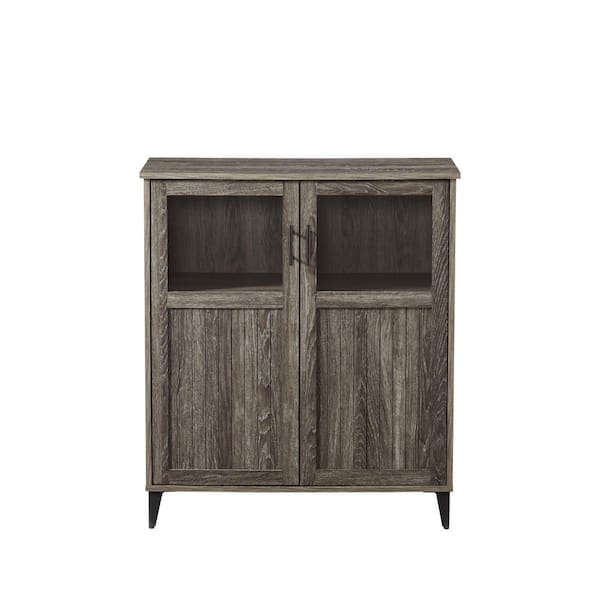 Modern Grooved-Door Accent Cabinet-Cerused Ash