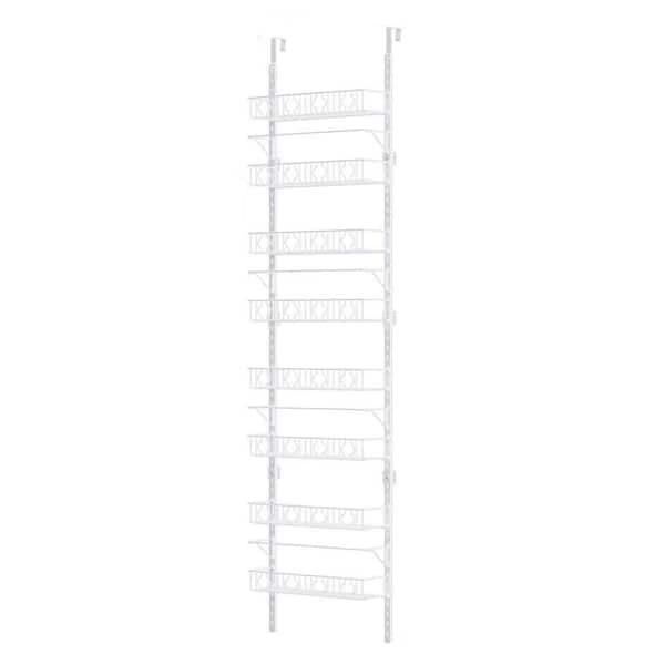 AULEDIO 8Shelf White Metal Door Mount Spice Rack Organizer CFGJ69WH