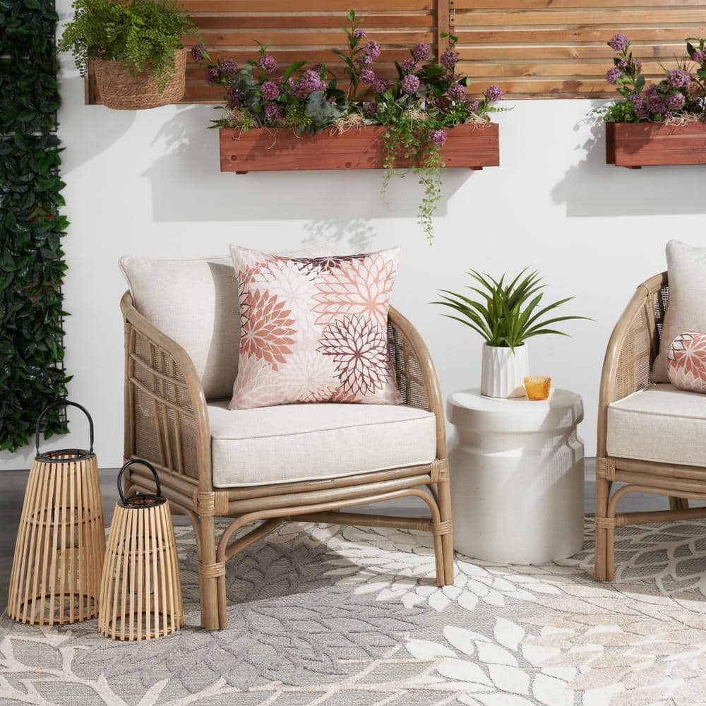 Sunny Aloha 20" Square Natural Polyester Outdoor Throw Pillow