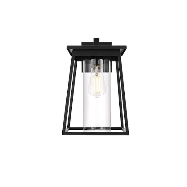 14 in. Black Outdoor Hardwired Wall Sconce with No Bulbs Included