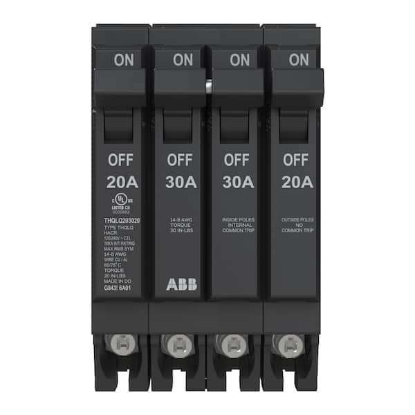ABB 2-20 Amp Single-Pole 1-30 Amp Double-Pole Quad 120-Volt/240-Volt Circuit Breaker (THQLQ203020A)