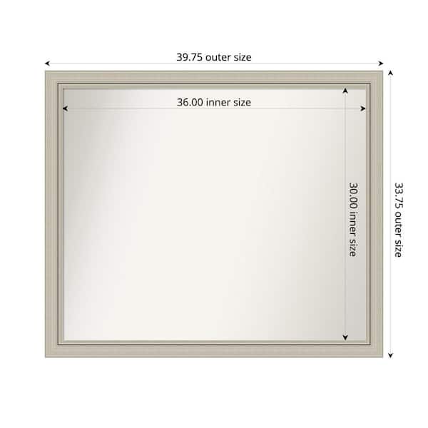 Amanti Art Romano Silver Narrow 39.75 in. x 33.75 in. Custom Non-Beveled Wood Framed Bathroom Vanity Wall Mirror
