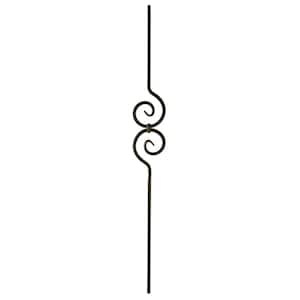 44 in. x 1/2 in. Satin Black Spiral Scroll Hollow Iron Baluster