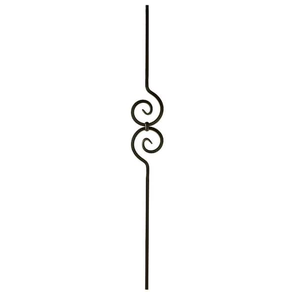 WM Coffman 44 in. x 1/2 in. Satin Black Spiral Scroll Hollow Iron Baluster