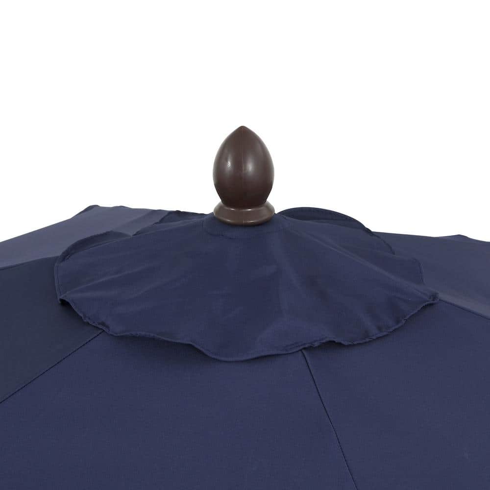 Navy and Cream 9 ft. Cottage Tassel Patio Umbrella