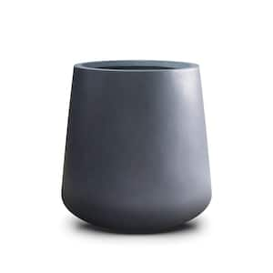 11.81 in. x 12.2 in. Round Charcoal Finish Lightweight Concrete & Fiberglass Indoor Outdoor Planter with Drainage Hole