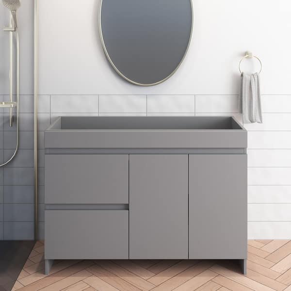 VOLPA USA AMERICAN CRAFTED VANITIES Mace 48 in. W x 20 in. D x 35 in. H Single Sink Bath Vanity Cabinet without Top in Gray and Left-Side Drawers