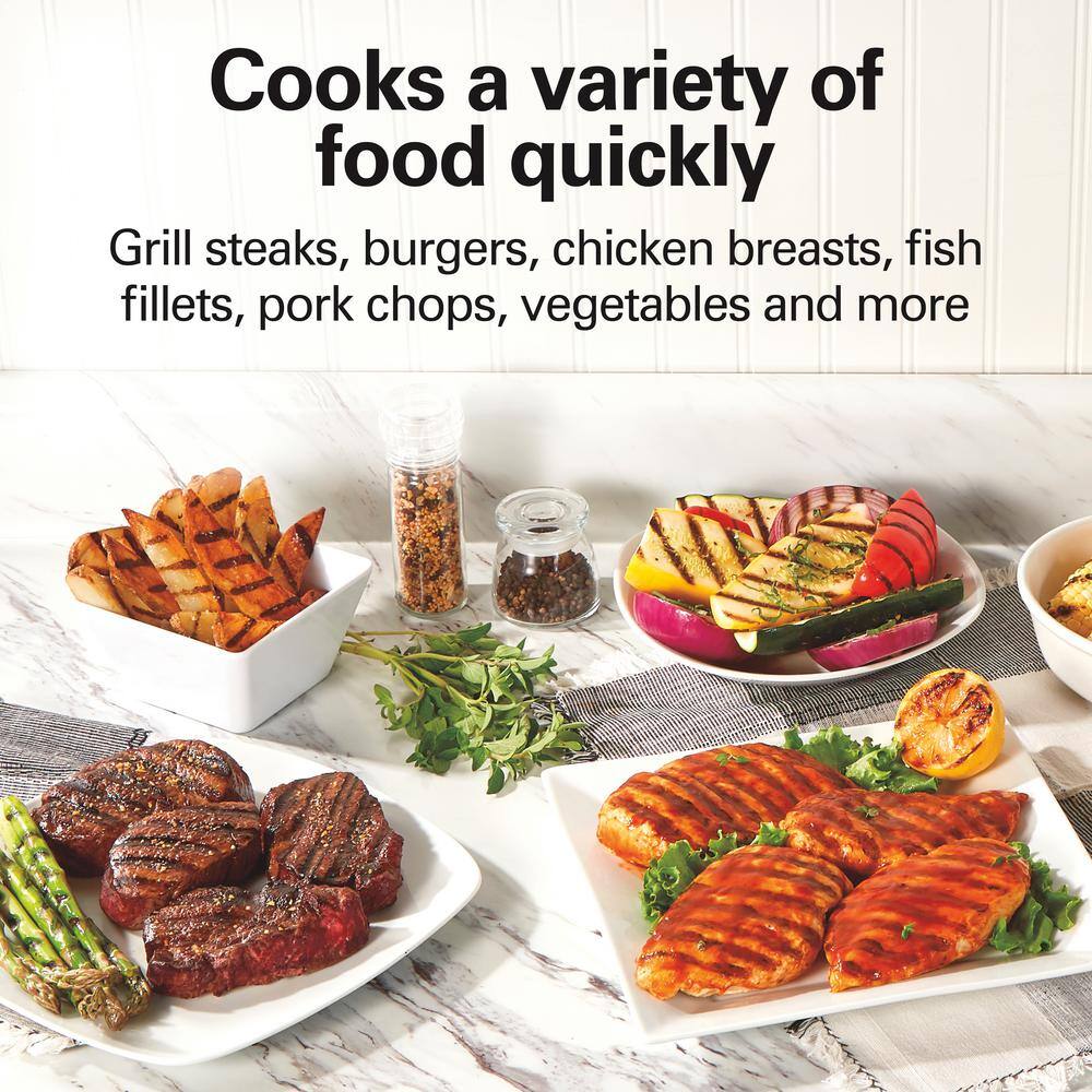 Hamilton Beach Electric Indoor Grill with Nonstick Surface, 1200W, Stainless Steel