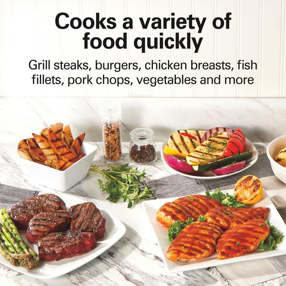 Hamilton Beach Electric Indoor Grill with Nonstick Surface, 1200W, Stainless Steel