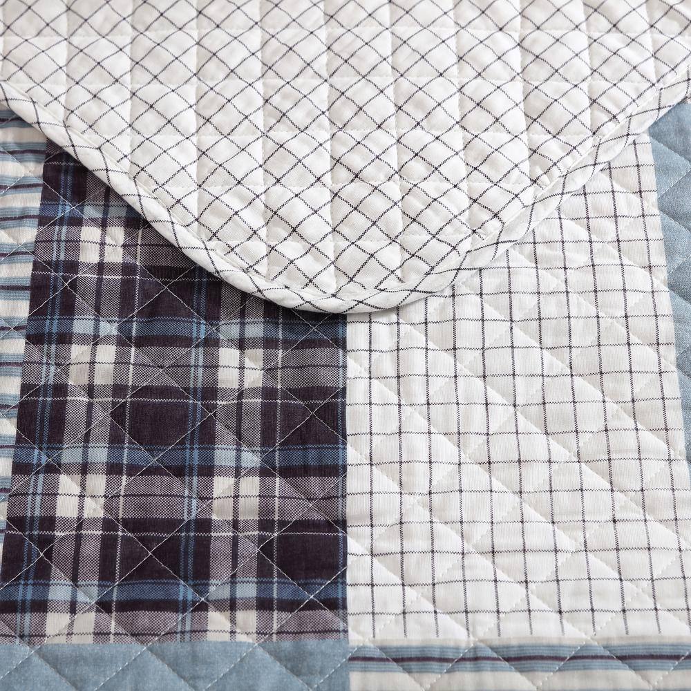 Camano Island Twin Quilt Set in Blue and White Cotton Patchwork