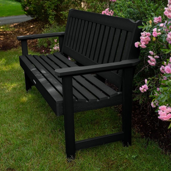 Highwood Lehigh 5 ft. 2-Person Black Recycled Plastic Outdoor