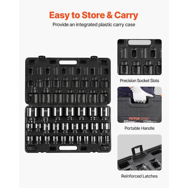 VEVOR Impact Socket Set 3/4 Inches 29 Piece Impact Sockets, 6