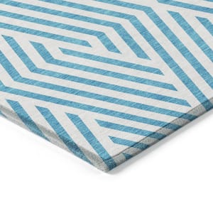 Chantille ACN550 Teal 5 ft. x 7 ft. 6 in. Machine Washable Indoor/Outdoor Geometric Area Rug
