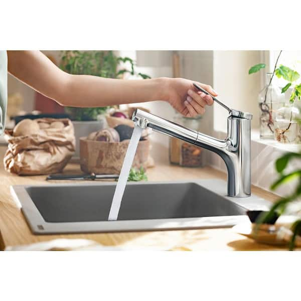 Zesis Single-Handle Pull Out Sprayer Kitchen Faucet with QuickClean in Chrome