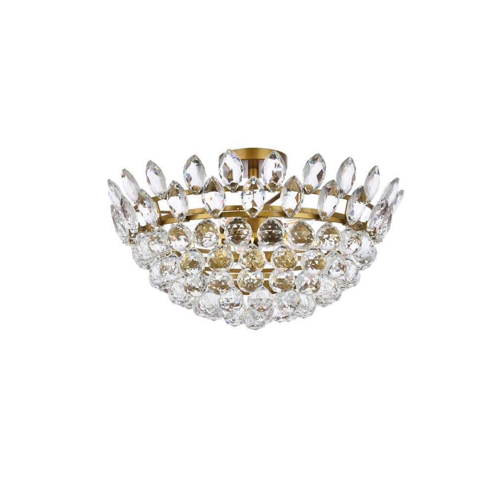 Emilia Brass and Crystal 5-Light Flush Mount