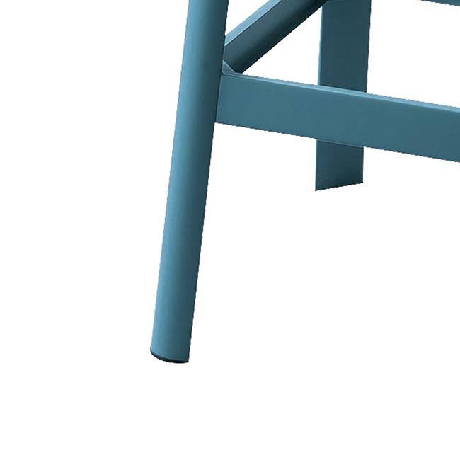 Natural Pine and Teal Metal Backless Bar Stool
