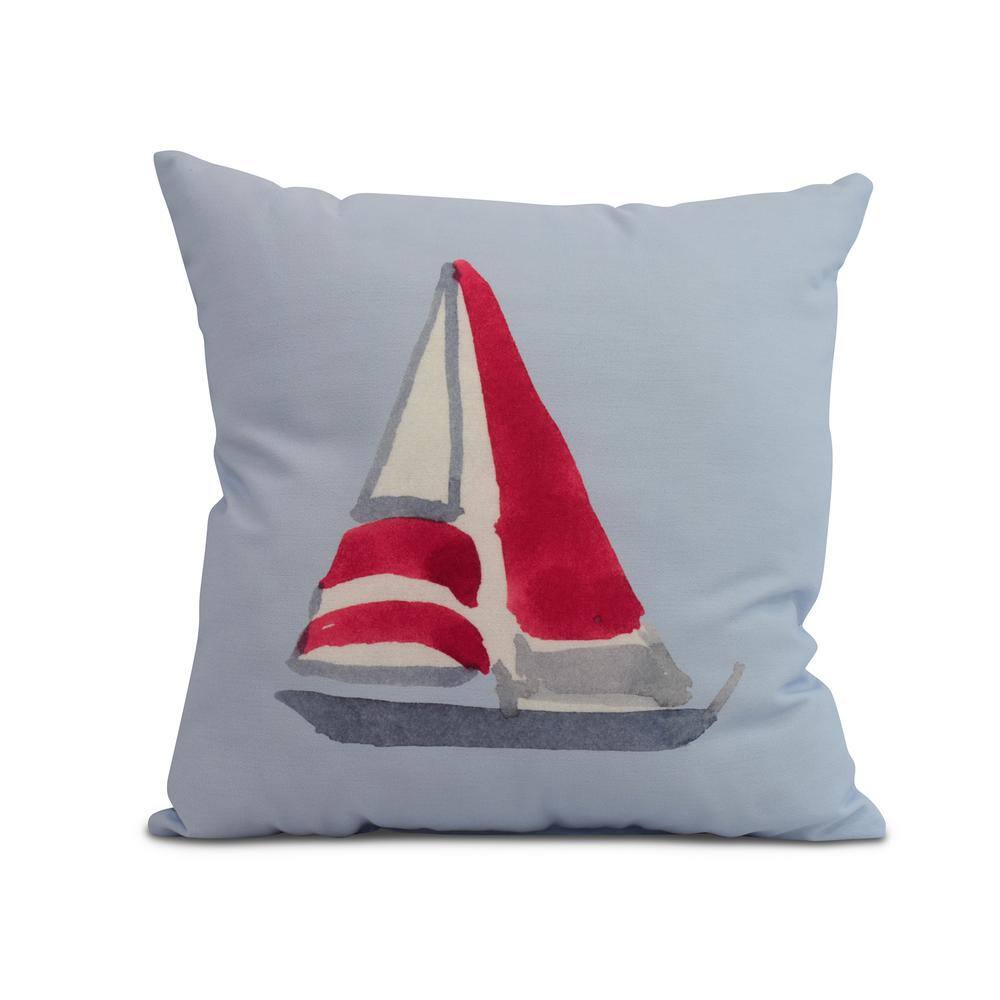 Sail Away Blue Graphic 20 in. x 20 in. Throw Pillow