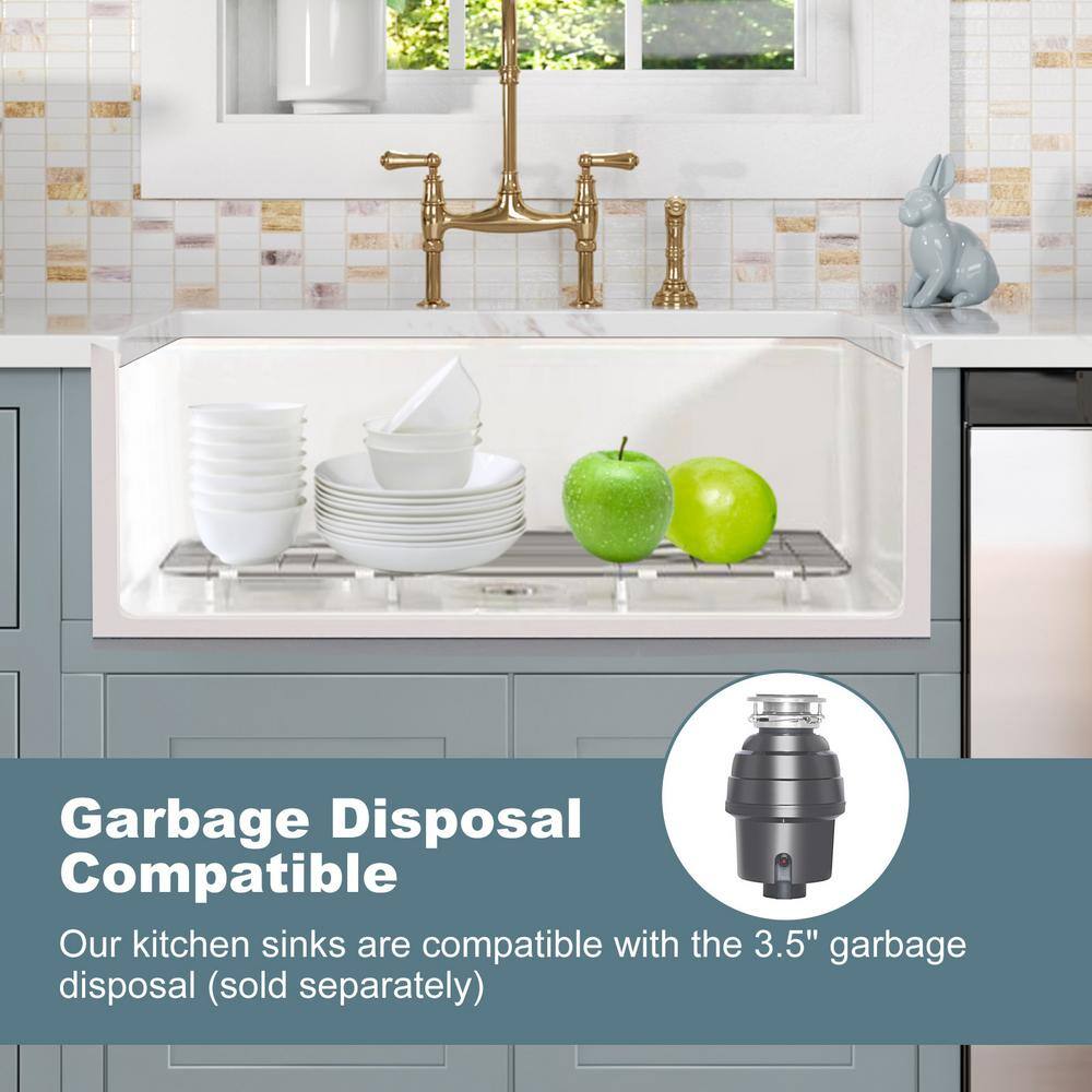 Hadley 30" White Fireclay Farmhouse Kitchen Sink