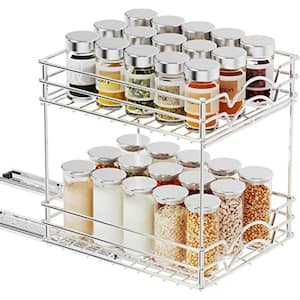 Pull Out Spice Rack Organizer for Cabinet, Heavy Duty Slide Out Seasoning Kitchen Organizer
