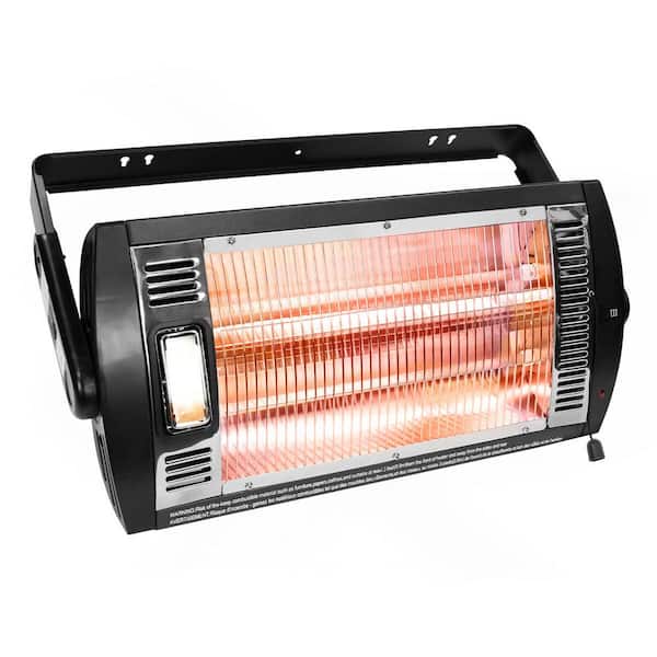 750/1500-Watt, 120-Volt Black Dual Quartz Element Electric Indoor Ceiling Mount Infrared Heater with Built-In Light
