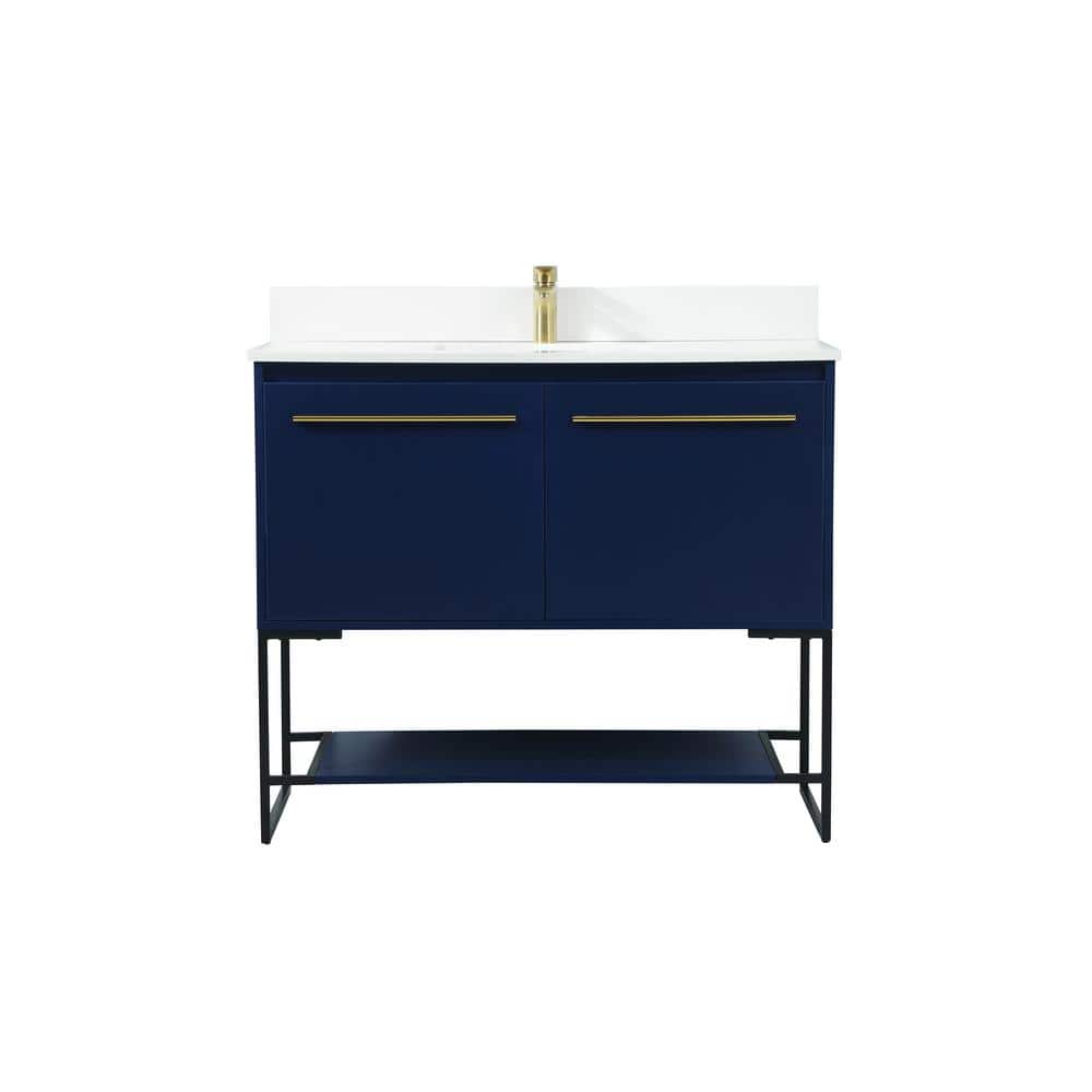 Timeless 40 in. W Single Bath Vanity in Blue with Engineered Stone Vanity T