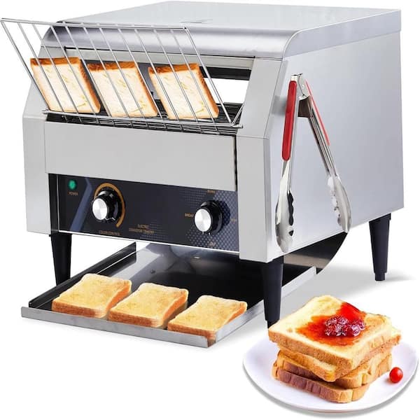 Karl home 18.5 in. 1700W 110V Commercial Silver Conveyor Toaster Oven with 450 Slices/Hour