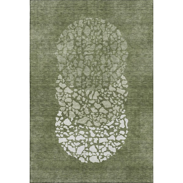 Addison Rugs Mayfield Premium Machine Washable Indoor/Outdoor Geometric AMF643 Olive 2 ft. 6 in. x 3 ft. 10 in. Area Rug