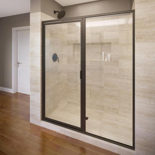 Basco Deluxe 59 in. x 68-5/8 in. Framed Pivot Shower Door in Oil Rubbed Bronze with Clear Glass
