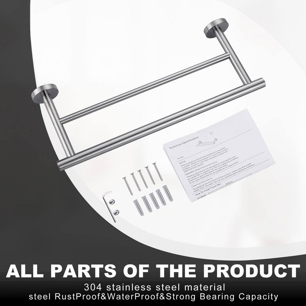 Brushed Nickel 16" Double Wall Mounted Towel Bar