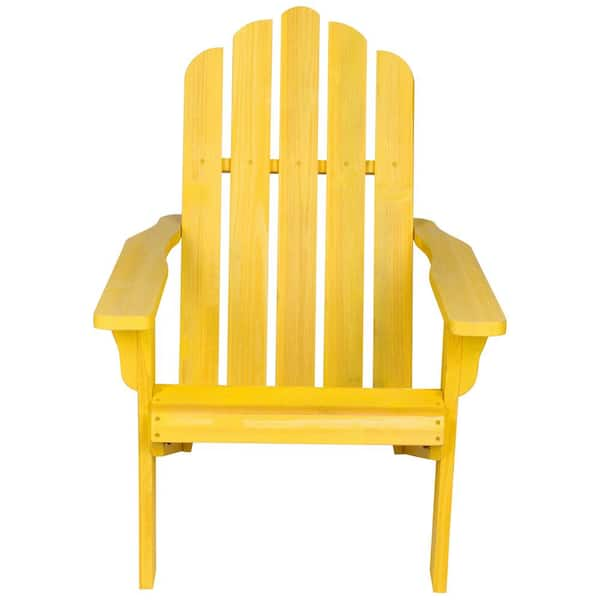 Shine Company 38 In Tall Vintage Marina Patio Yellow Wooden Adirondack Chair 8618sf The Home Depot