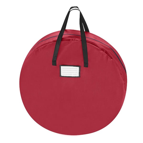 Tiny Tim Totes 36 in. Artificial Red Canvas Supreme Christmas Wreath Storage Bag