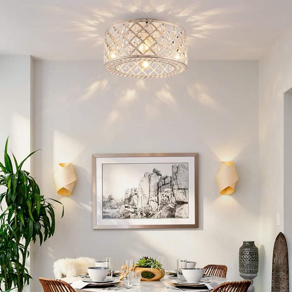 20 in. White Crystal Flush Mount Ceiling Fan w/Remote, Chandelier, 6 Speed, Reversible DC Motor, E26 4-Light for Bedroom price history on PriceWatchPro