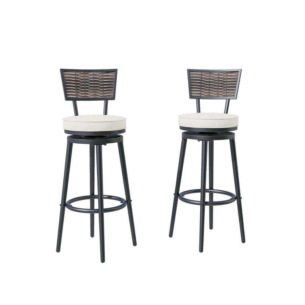 Swivel Metal Outdoor Bar Stool with White Cushion (2-Pack) price history on PriceWatchPro