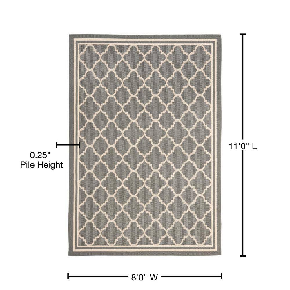 Gray and Beige Rectangular Synthetic Outdoor Area Rug