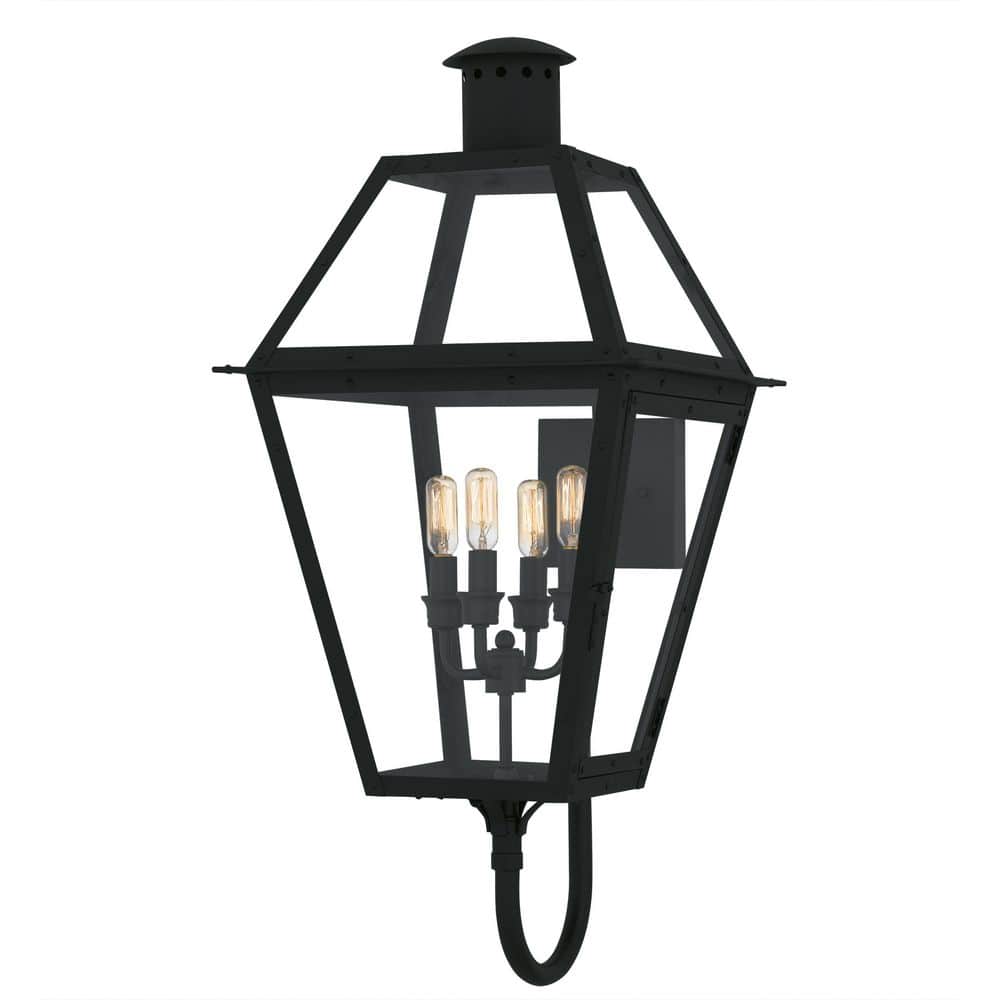 Rue De Royal 29.5 in. Earth Black Outdoor Hardwired Wall Lantern Sconce with No Bulbs Included price history on PriceWatchPro