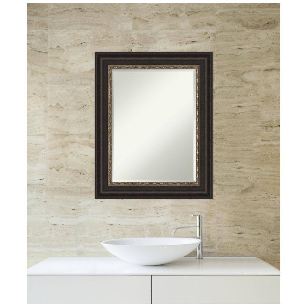 Medium Rectangular Bronze and Gold Bathroom Vanity Mirror